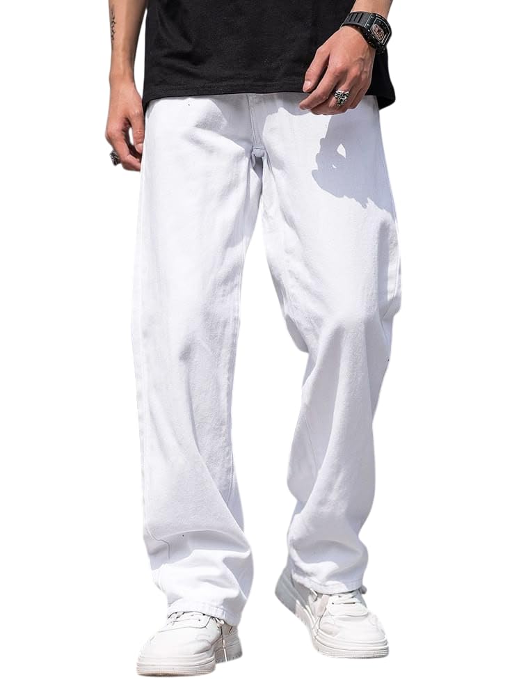 Men Loose Fit Mid Rise Grey Jeans | Ankle-Length Trendy Denim for Smart-Casual Wear | Comfortable Everyday Jeans for Men | Modern Stylish Casual Outfit