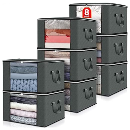 8 Piezas 652 l organizador de ropa Bolsas organizadoras para Ropa suéter Bolsa de Almacenamiento de Ropa de Gran,Capacidad,Transparente y Visible Contenedores de Almacenamiento de Ropa…