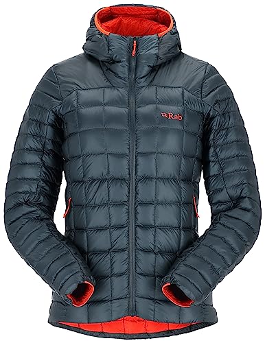 Rab Women's Mythic Alpine Light Jacket - Down Insulated Water-Repellent Windproof Hooded for Hiking, Climbing, & Casual - Orion Blue - Small