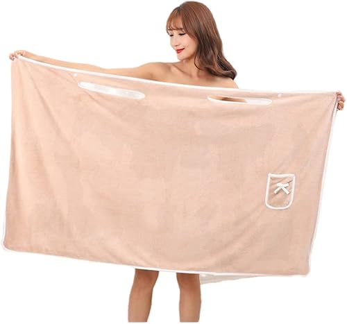 Miniatura 4 de Toalla de baño grande para mujer, toalla de terciopelo coral (bolsillo morado)