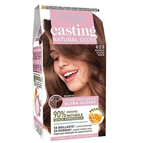 L'Oréal Paris 623 - Color semipermanente Casting Natural Gloss, color tratamiento, sin amoniaco, rubio oscuro, nogal 623