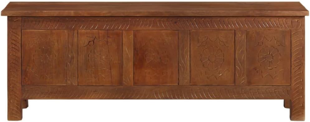 Brown Solid Mango Wood Storage Chest Box, 43.3in Rectangular Trunk for Living Room, Blanket Chest, Polished Finish