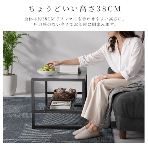 ローテーブル 単品 幅105cm 【可動式棚板·収納付き】 センターテーブル リビングテーブル コーヒーテーブル 机 座卓 コンパクト 収納棚板の高さ可動式 お手入れ簡単 組立簡単 床傷防止 錆び防止 耐摩耗性 防水性 耐熱性機能 シンプル ヴィンテージ 強度安定 多機能 家庭用 グレー (105*45*38CM) [5]