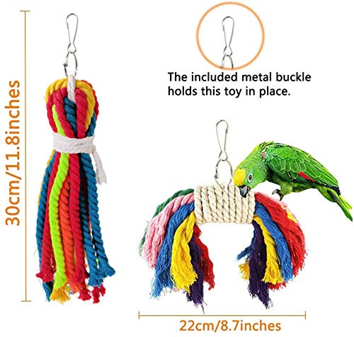 Bird Parrot Toys, Scoolr 6Pcs Bird Chewing Toys Parrot Foraging Toys Colorful Rope Swing Chewing Hanging Bell Cage Perches Toys For Small Parrots, Macaws, Parakeets, Conures, Cockatiels, Love Birds - Image 4