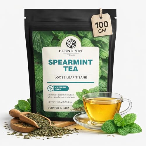 Spearmint Tea - 100 gm -100 Cups | Pcos PCOD Relief | Balances Hormones, Reduces Facial Hair & Acne and Supports Digestion | Herbal Tea - Dried Loose Leaf - Caffeine Free