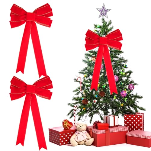 2 Stück Rote Weihnachtsschleifen Glitzer Große Weihnachts Schleifen...