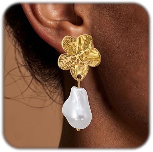 Gold Flower Earrings For Women Statement Chunky Gold Earrings Trendy Big Flower Stud Earring For Birthday Jewerly