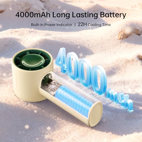 JISULIFE Ventilateur portable 4000 mAh Mini rechargeable, 5 vitesses et jusqu'à 22 h de refroidissement. Idéal pour les voyages, le camping, la plage et le maquillage. Cadeau pour femme, homme – Image 6