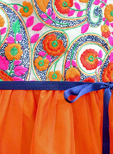 Image of A.T.U.N. (All Things UBER Nice) Girls Fit and Flare Embroidered Sleeveless Knee Length Dress for Party and Special Occasions