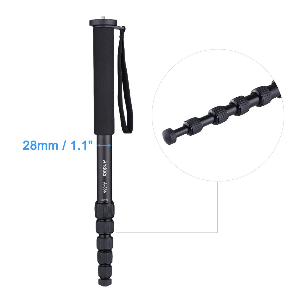 Monopode pour Appareil Photo Unipod Télescopique en Aluminium Robuste pour Caméscope Vidéo Studio Photographie avec Sac de Transport