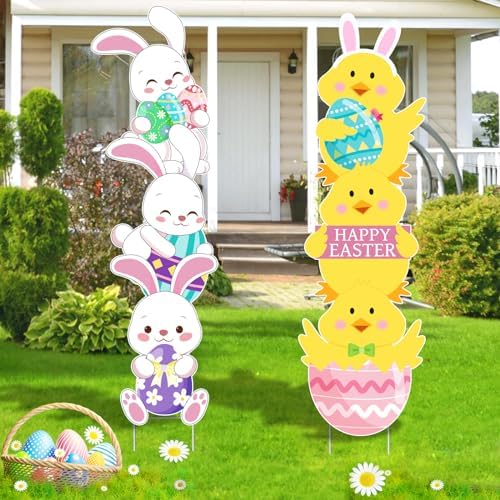 Easter Yard Signs Outdoor Decorations 2 Pcs Large Easter