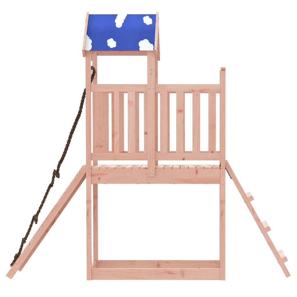 Spielturm Massivholz Douglasie mit Kletterrampe, Leiter, Sandkasten und Wolkendach, wetterfestes Holz Klettergerüst für Garten, Kinderspielgerät Outdoor, 90 cm Plattformhöhe