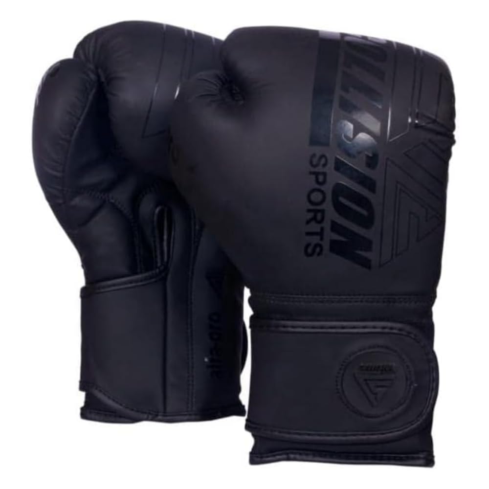 Collision Sports Professional Unisex Boxing Gloves | MMA Muay Thai Boxing Gloves For Training | Multi-Layered Ventilated Sparring Gloves (Black, 12 oz)