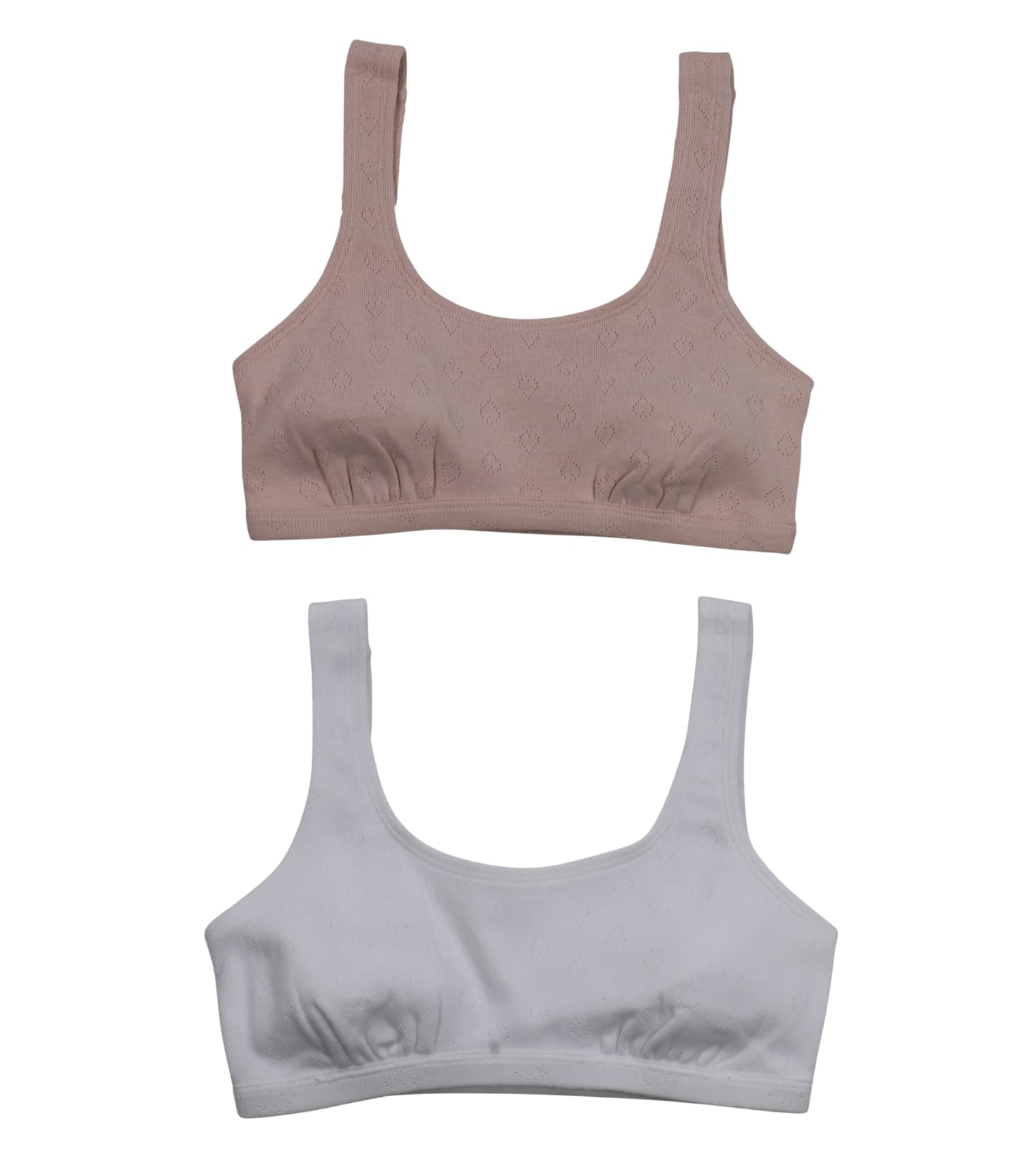 Hanes Girls Pointelle Square Neck Crop 2 Pack