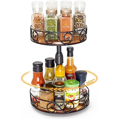 Organizador de especias ajustable de Acacia de 2 niveles Cover