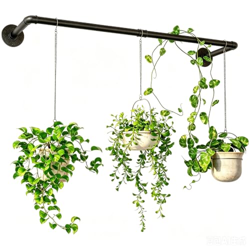 Bamworld Porte-Plantes Suspendues pour Plantes d'Intérieur – Tringle Murale 92 cm pour Plantes en Suspension, Étagère de Fenêtre en Métal – Pot/Chaîne/Plante Non Inclus