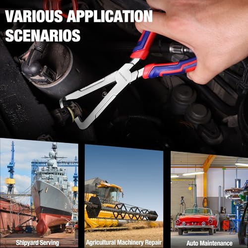 Image of WORKPRO Electrical Disconnect Pliers, 8 Inch Automotive Electrical Connector Pliers with Ergonomic Handle, Fixion Tools Pliers, Automotive Plug Removal Tool for Car Fuel Pump, Spark Plug