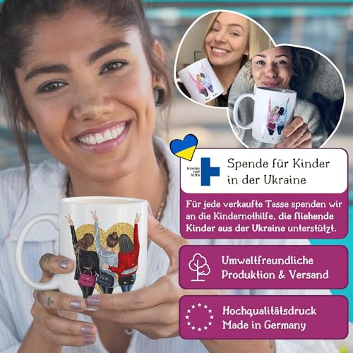 Tassenliebling® - Personalisierte Tasse (3 Freundinnen) mit Spruch selbst gestalten, individuelles Geschenk für beste Freundin, BFF, Kollegin & Arbeitskollegin