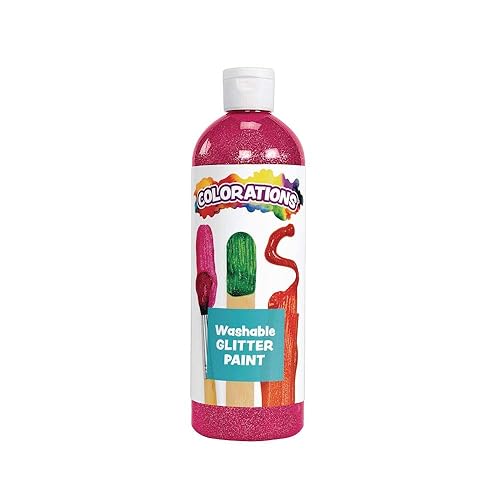 Colorations Pintura lavable con purpurina, 16 onzas líquidas, magenta, no tóxica, vibrante, audaz, pintura para niños, manualidades, pasatiempos,