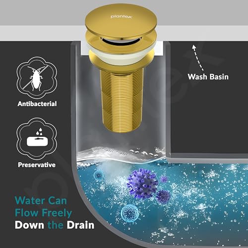 Image of Plantex Pure Brass Waste Coupling /5 inch Drain Outlet System Full Thread Pop up Waste Coupling for Wash Basin (Glossy Gold - Pack of 1)