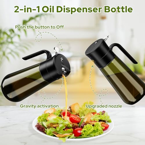 Dispenser E Spruzzino Olio 2-In-1 Con Pennello, Oliera Spray In Vetro Oscurato Da 580ml Per Conservare La Freschezza – Ideale Per Condimenti, Cottura Al Forno E Grigliate - immagine 4