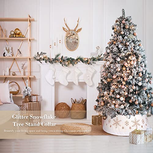 Nibesser Christmas Tree Collar White 30 Inches Ivory Tree Skirt Ring With Snowflake Tree Basket Plastics Sheets With Collar Cover Holiday Home Party Christmas Tree Decoration Xmas Ornaments #TOP7