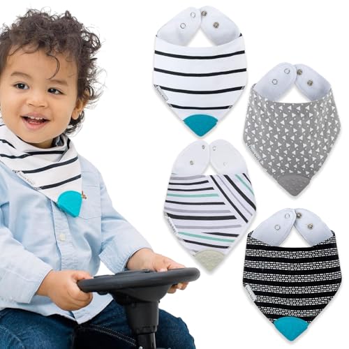 Bazzle Baby Bandana Teething Bibs 4-Pack – Cotton Drool Bibs for ...