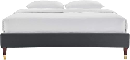 Miniatura 12 de Modway MOD-6271-WHI Harlow - Marco de cama con plataforma de terciopelo de alto rendimiento, color blanco Blanco,Carbón vegetal,Rosa (Dusty