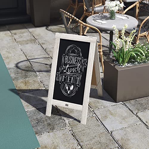 Rustic Weathered A-Frame Chalkboard Deluxe Set / 8 Chalk Markers + 10 Stencils + 2 Magnets! Outdoor Sidewalk Chalkboard Sign/Large 40" X 20" Sturdy Sandwich Board (The Deluxe Set) #TOP30