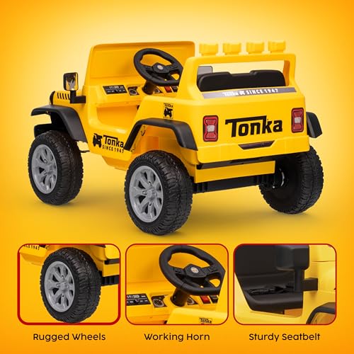 Image of Tonka - 12V Kids Ride-On Jeep with Rechargeable Battery and LED Headlights