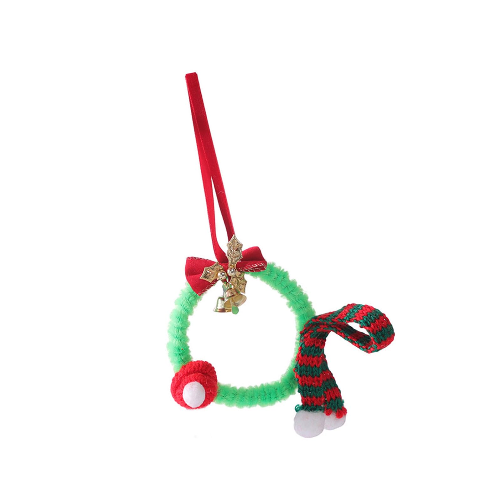 Nucelit Winter Wreath Decoration Dense Velutinous Bend Embellished Perfect for Apartment Seasonal Deck Christmas Toll Deck with Ribbon