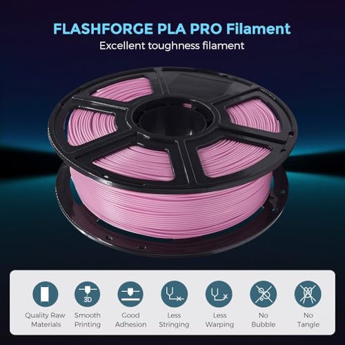 Image of FLASHFORGE 3D Printer Filament, PLA PRO Filament 1.75mm, 1KG Spool (2.2lbs), Dimensional Accuracy + /- 0.02mm for FDM 3D Printers, Better Tenacity & No Knotting (Pink)