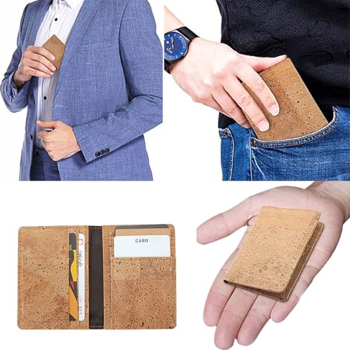 boshiho Credit Card Holder, Vegan Cork Ultra Slim Wallet ID Card Case Unique Vegan Gift (Tan)4