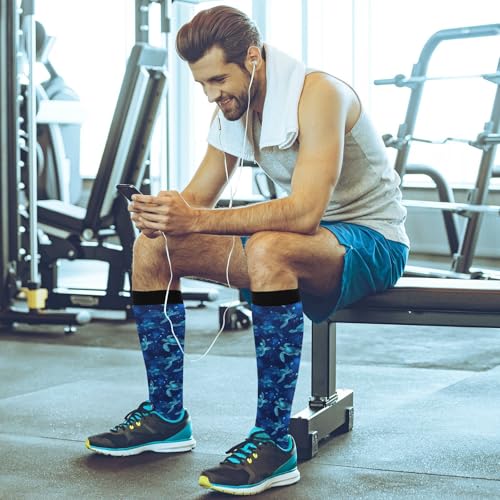 Image of Wusikd Heartbeat Symbol Compression Socks for Women and Men Circulation Black Long Socks for Athletic Running 1