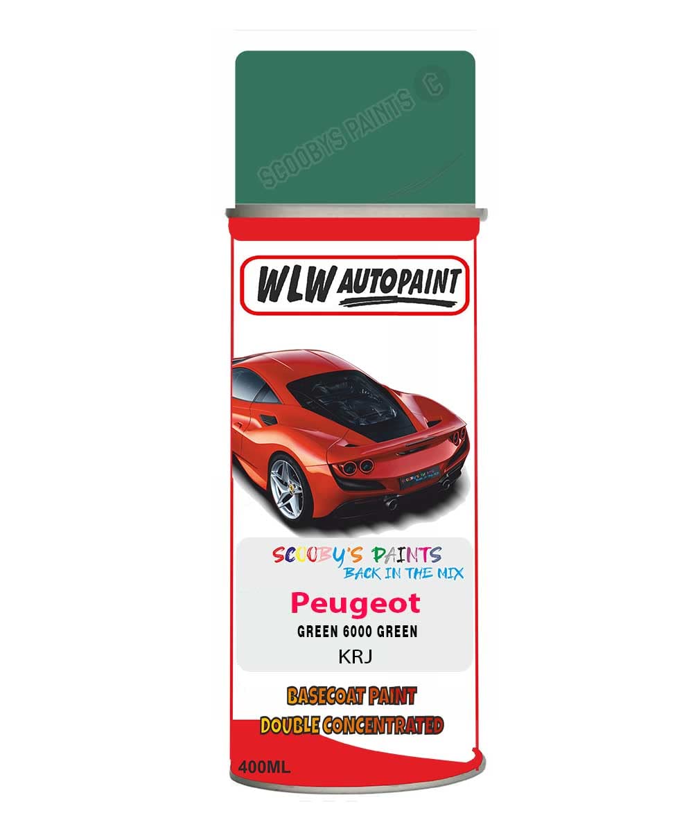 SCOOBYS PAINTS BACK IN THE MIX Basecoat Aerosol Spray Paint For Peugeot 206 Green 6000 Green 1998-2002 Code Krj