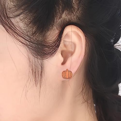 Pack of 3 Pairs Halloween Earrings for Women Pumpkin Ghost Bat Stud Earrings Halloween Eve Party Lightweight Wood Earrings Set Jewelry2