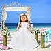 ZITA ELEMENT 2 Piece 18 Inch Doll Clothes Outfits Little Angel - White Satin and Tule Holy First Communion Dress with Hairband Gift for Girls (Doll not Included)