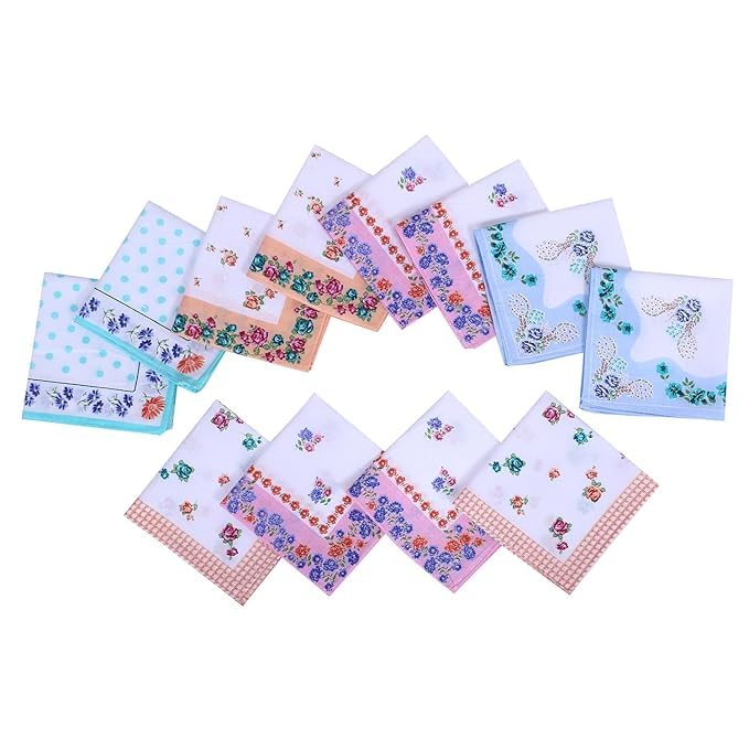 Best Buy Casual Style Handkerchiefs Soft Cotton For Woman Hankies For Girls White Border Ladies hand Skin Care Hanky For Girls [pack off 6 ]-image-23