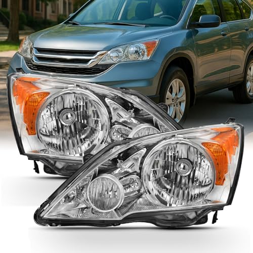 AKKON - For 2007-11 Honda CR-V Driver + Passdenger Sides Headlight Assembly Chrome Houing Clear Lens Full Set