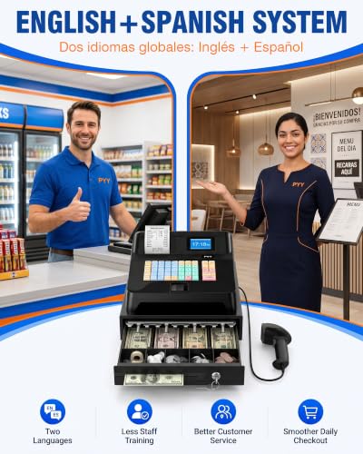Image of PYY Cash Register for Small Businesses Caja Registradora with Wired Scanner