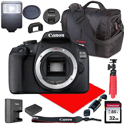 Canon EOS 2000D / Rebel T7 DSLR Camera Body Only (No Lens) + Canon Case + 32GB SD Card (13pc Bundle) (Renewed)