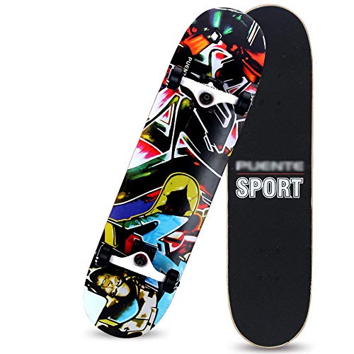 QJWM 31Pulgadas Monopatín Skateboards Patinete Retro Longboard with Maple Deck Crucero Penny Completo Cruiser para Niños Jóvenes Adultos Beginners, 20 Colores