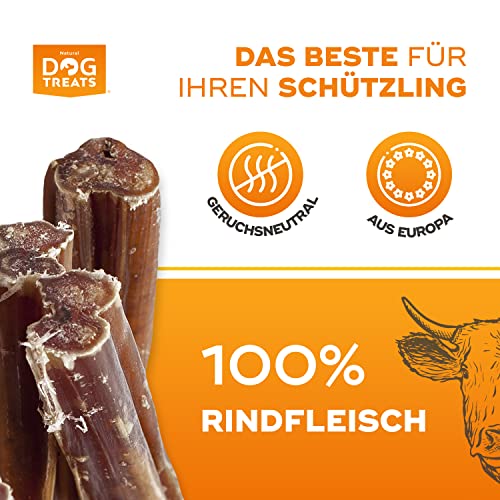 Natural Dog Treats - Rinderkopfhaut Und Ochsenziemer Für Hunde Und Welpen - 100% Natürlicher Kauartikel - Kausnack - Beste Kopfhaut Vom Rind 15cm Stücke - Ideale Zahnreinigung - 5 Stück