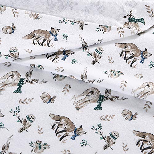 Image of Eddie Bauer - Flannel Sheets Queen Size, Anti-Pilling & Wrinkle Resistant Cotton, Touchably Soft for All-Season Comfort - Bed Sheets with Matching Pillowcases & Fitted Sheet (Woodland Friends Brown)