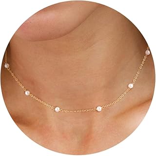 CHESKY 14K Gold Layered Heart Satellite Choker Necklaces Oval Chain Choker Necklace Bar Star Choker Chain Crystal Glass Be...