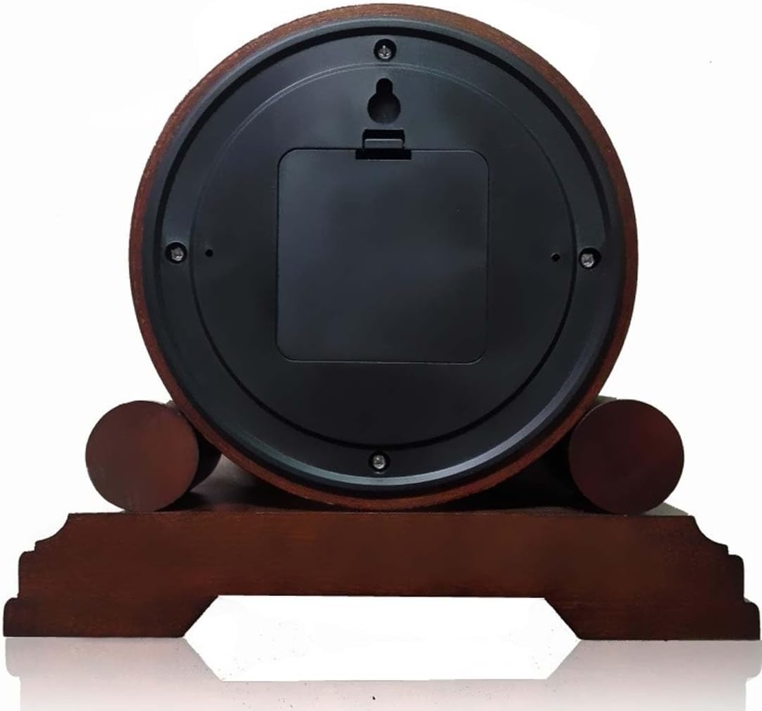 Wood Mantel Clock，Vintage Style Silent Simplicity Battery Operated for Living Room Solid Wood Shelf Decor