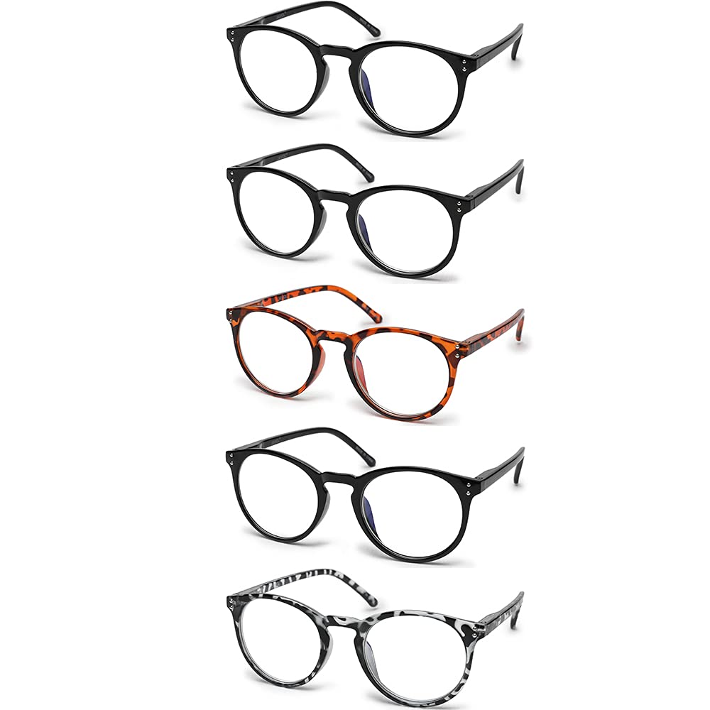 Vecien Blue Light Blocking Reading Glasses 5-Pack Matte Finish Readers