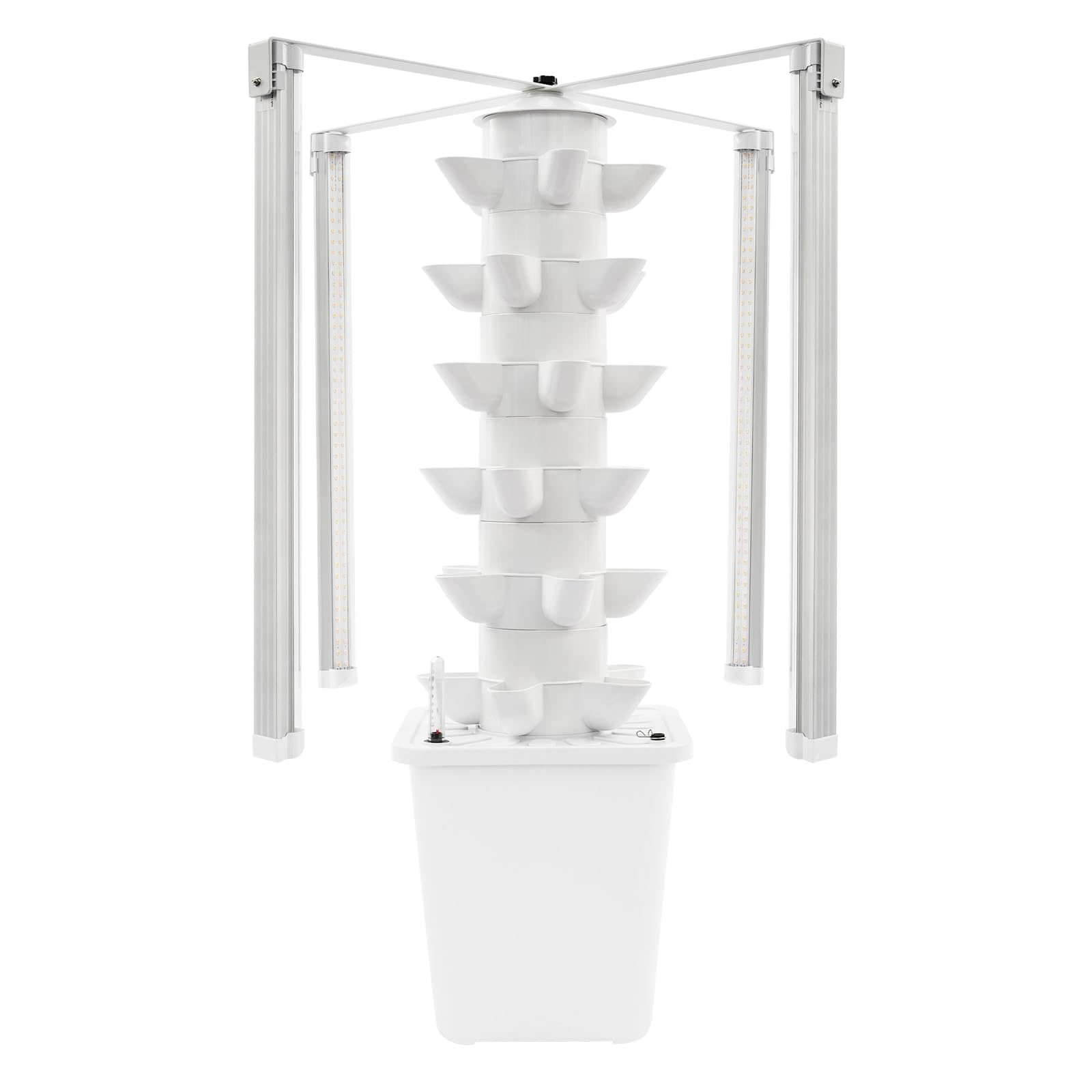 Hydroponic Growing System mit Licht, Vertikal Hydroponik Turm mit 10L Wassertank Garten Hydrokultur Anbausystem Growing Kit für Kräuter Obst (Weiß)