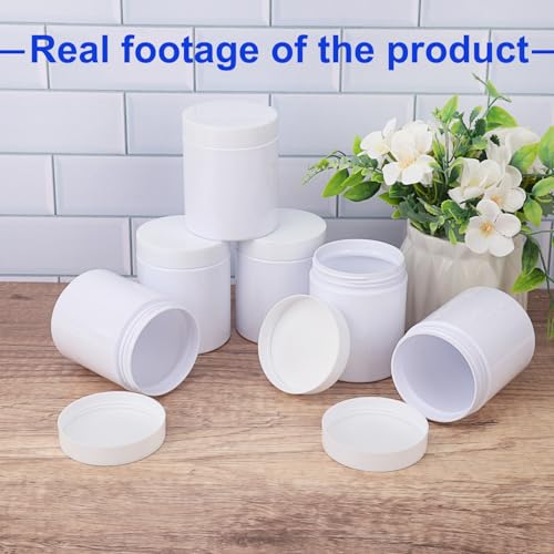48 Pack 8 OZ White plastic Jars with White Lids, Empty Plastic Mason Jars, Plastic Cosmetic Jars with Lids for Cream, Body Butters, Moisturizers, Candy, Beads, Samples4
