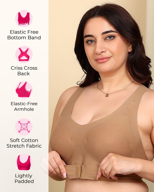 Image of Tweens Cotton Bonded Seamless Lightly Padded Invisi-Gym Bra | Full Coverage | Elastic-Free Comfort | Wire-Free | Elastic-Free | B-C-D Cup Sizes (Pack of 1)
